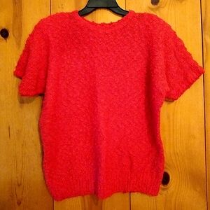 Vintage Margules Plus Textured Knit Short Sleeve Sweater